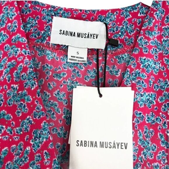 NEW Anthropologie Sabina Musayev Liri faux wrap floral ruffle dress Sz S‎ barbie - Picture 4 of 9